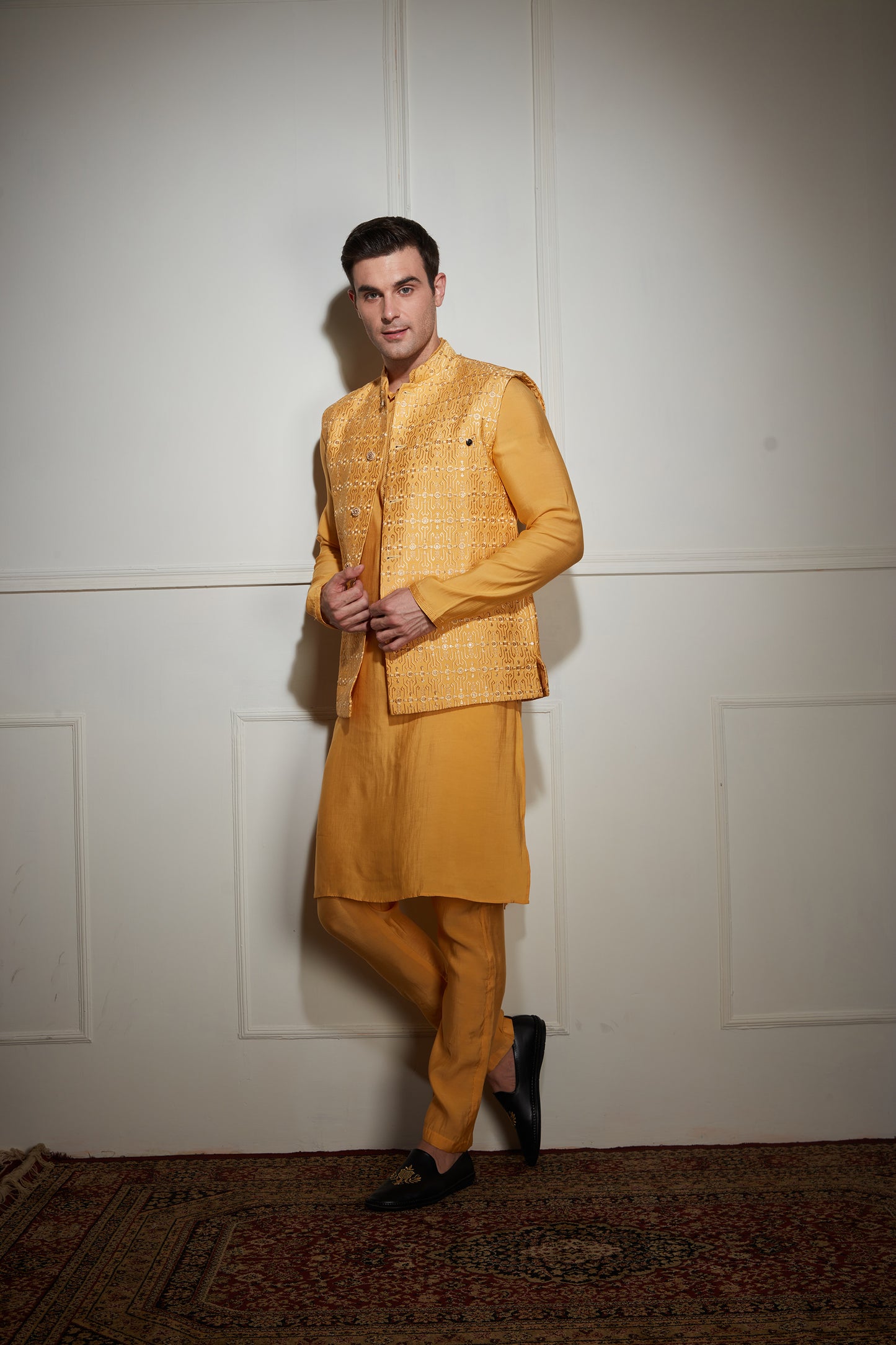 Yellow Kurta Bandi Set