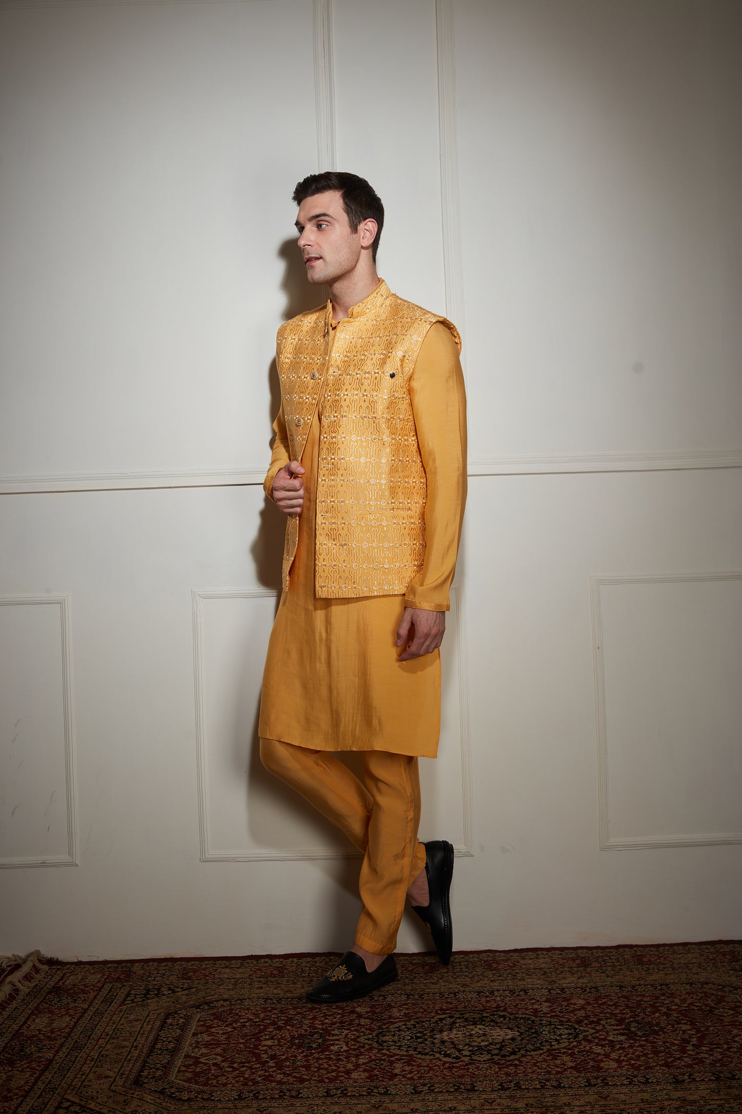 Yellow Kurta Bandi Set