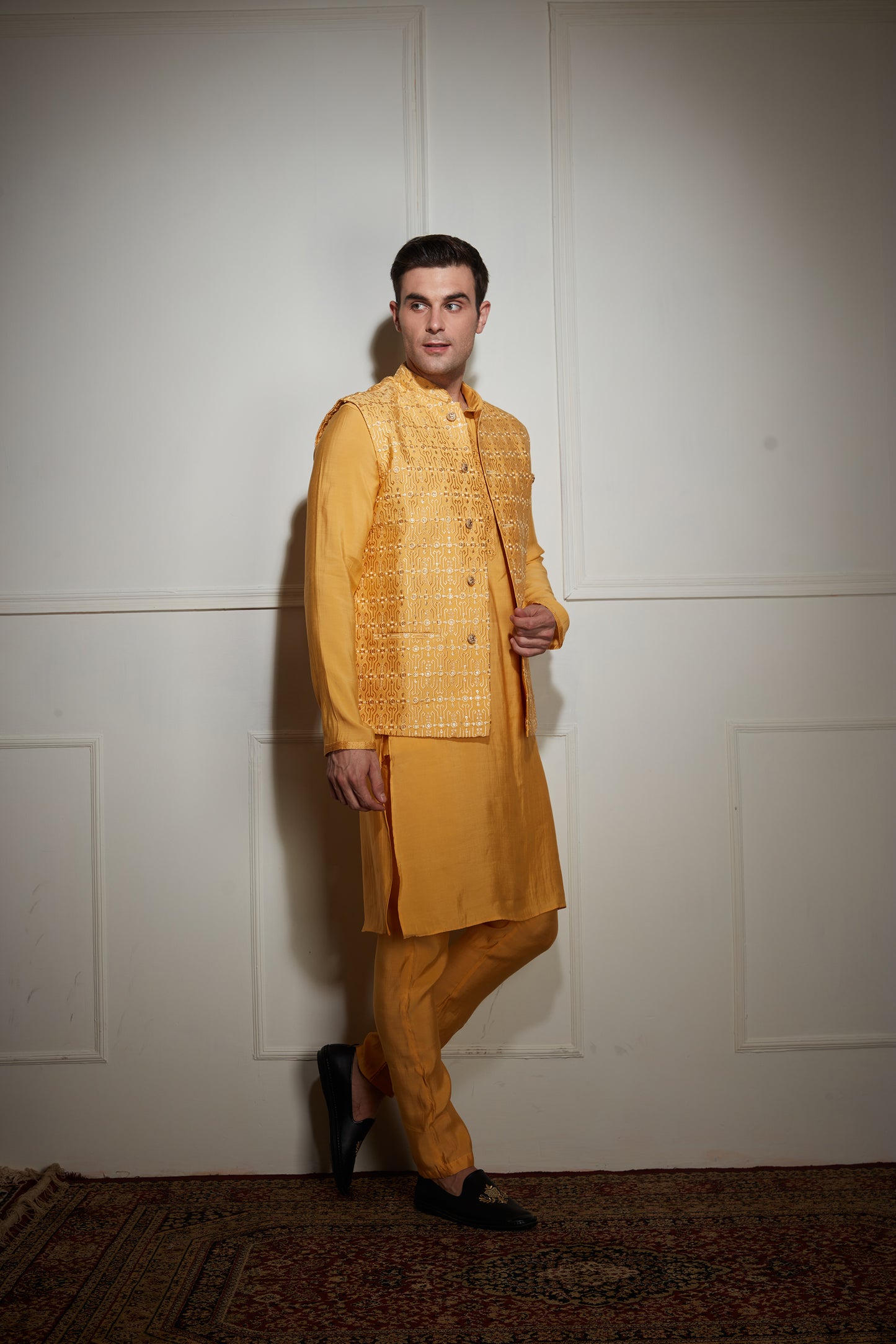 Yellow Kurta Bandi Set