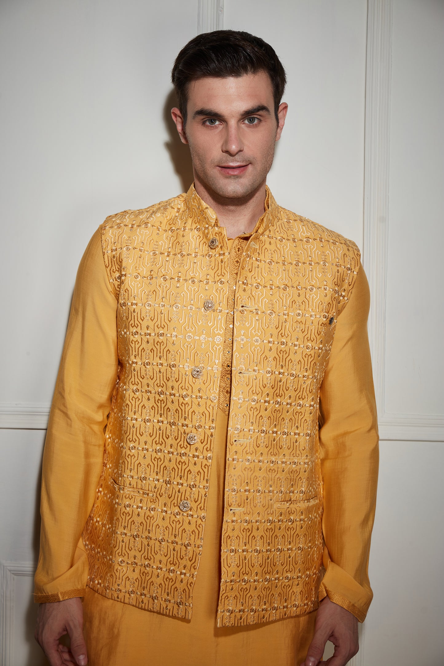 Yellow Kurta Bandi Set