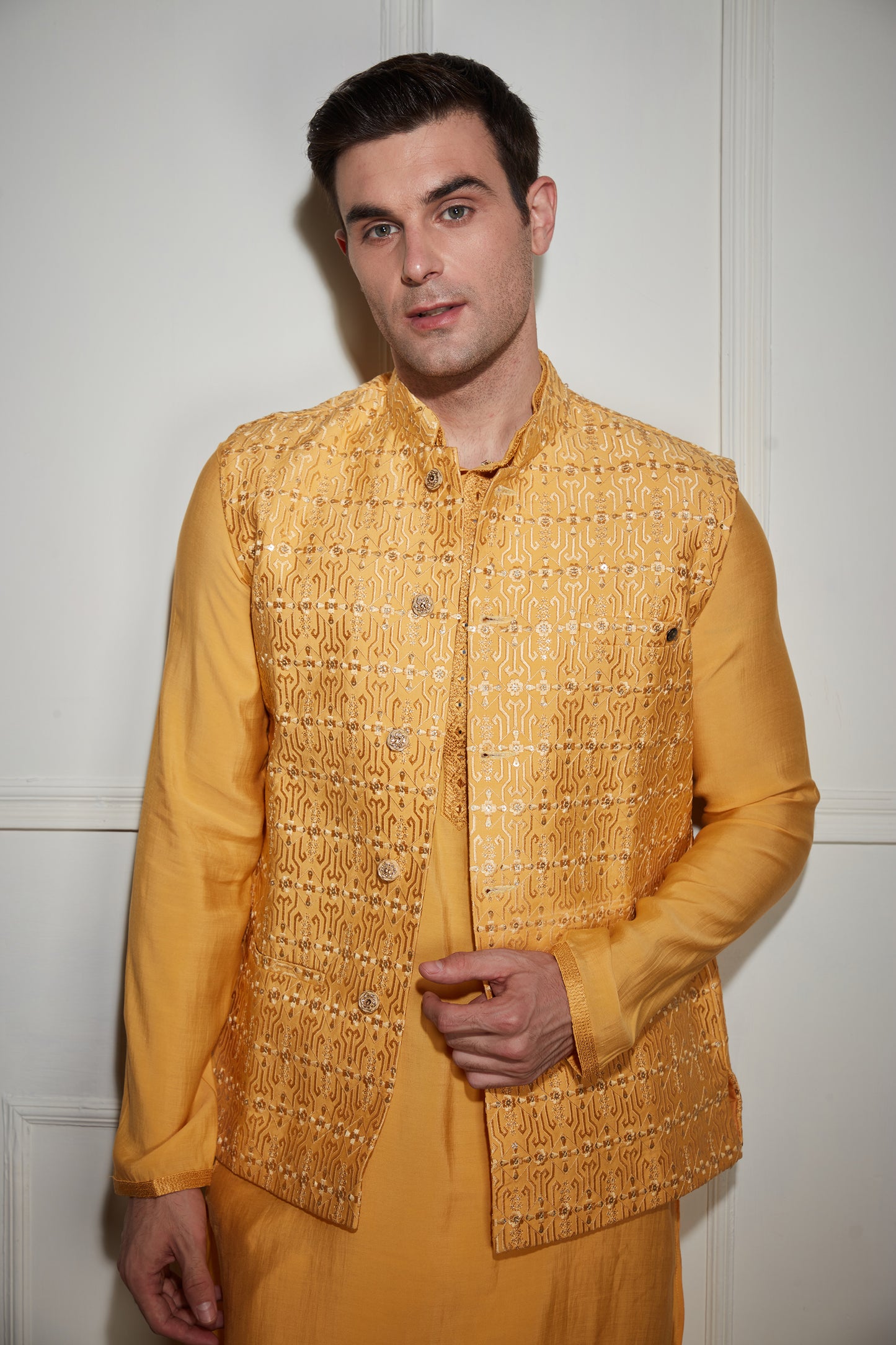 Yellow Kurta Bandi Set