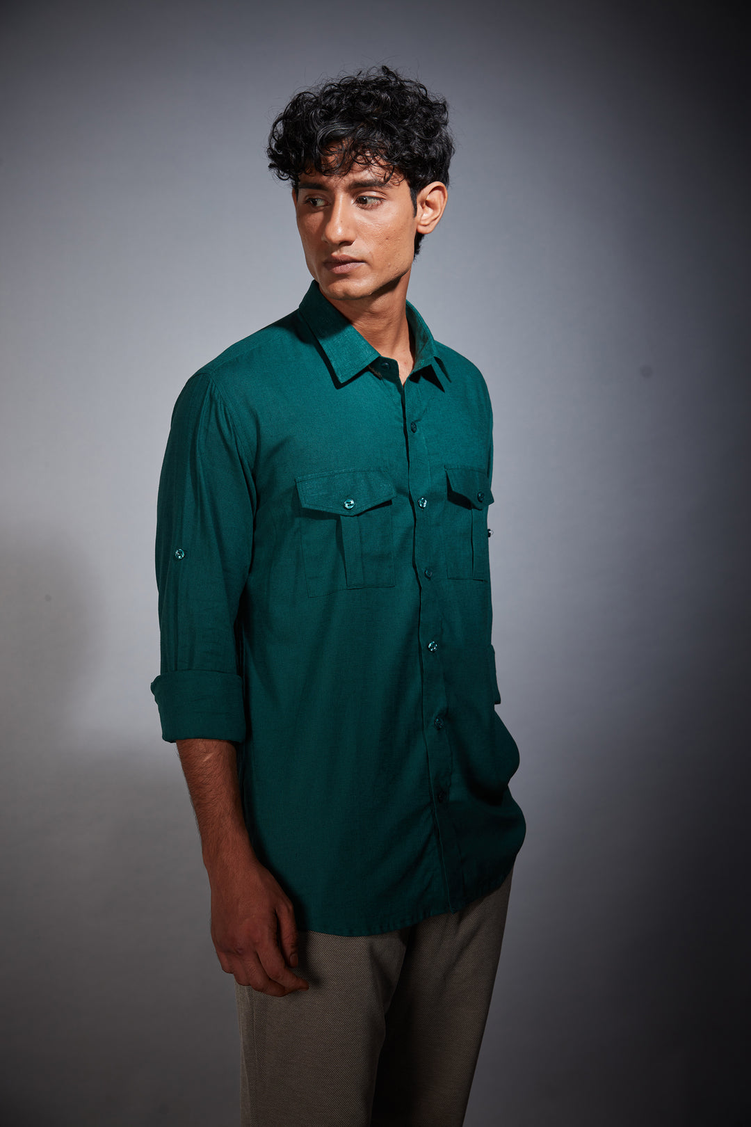 GREEN LINEN SHIRT