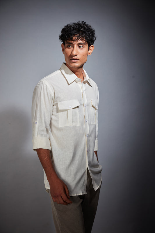 WHITE LINEN SHIRT