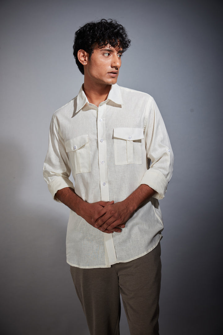 WHITE LINEN SHIRT