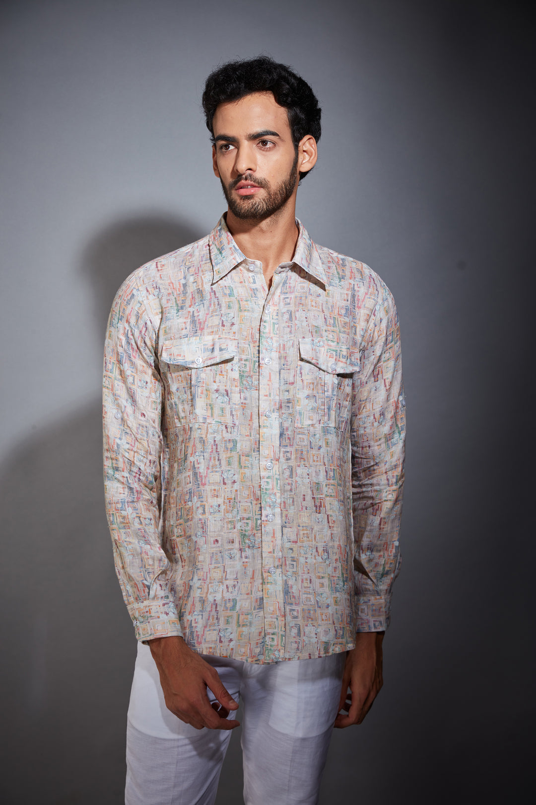 MULTICOLOR PRINTED LINEN SHIRT