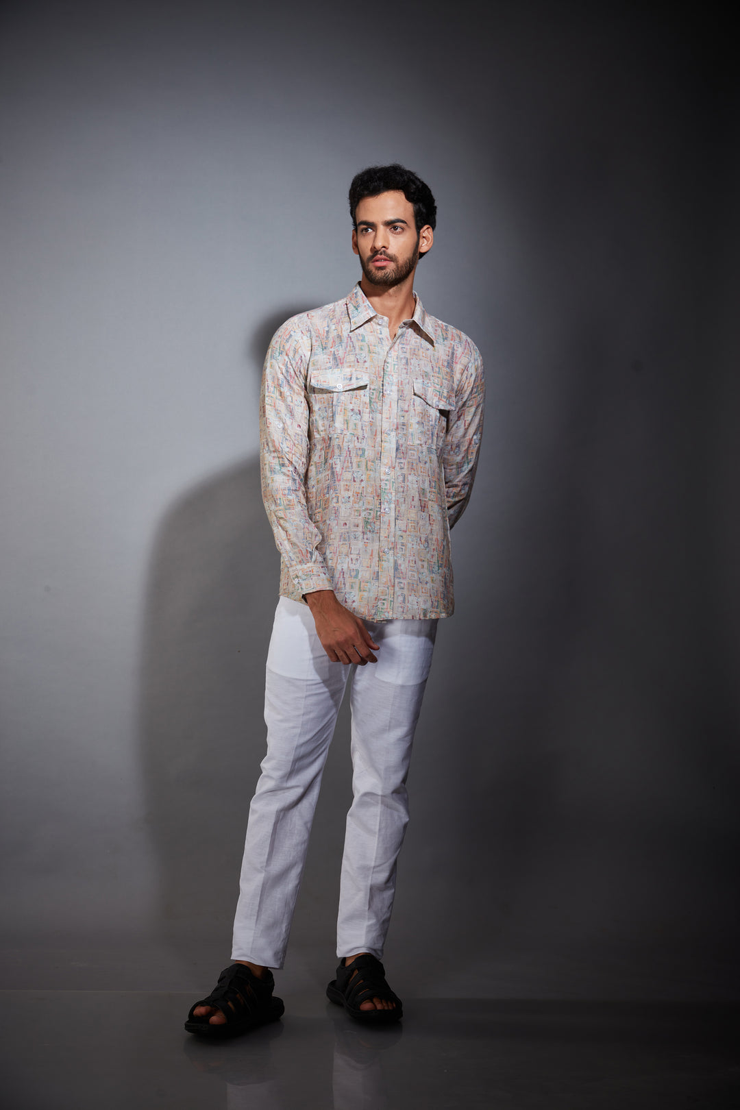 MULTICOLOR PRINTED LINEN SHIRT