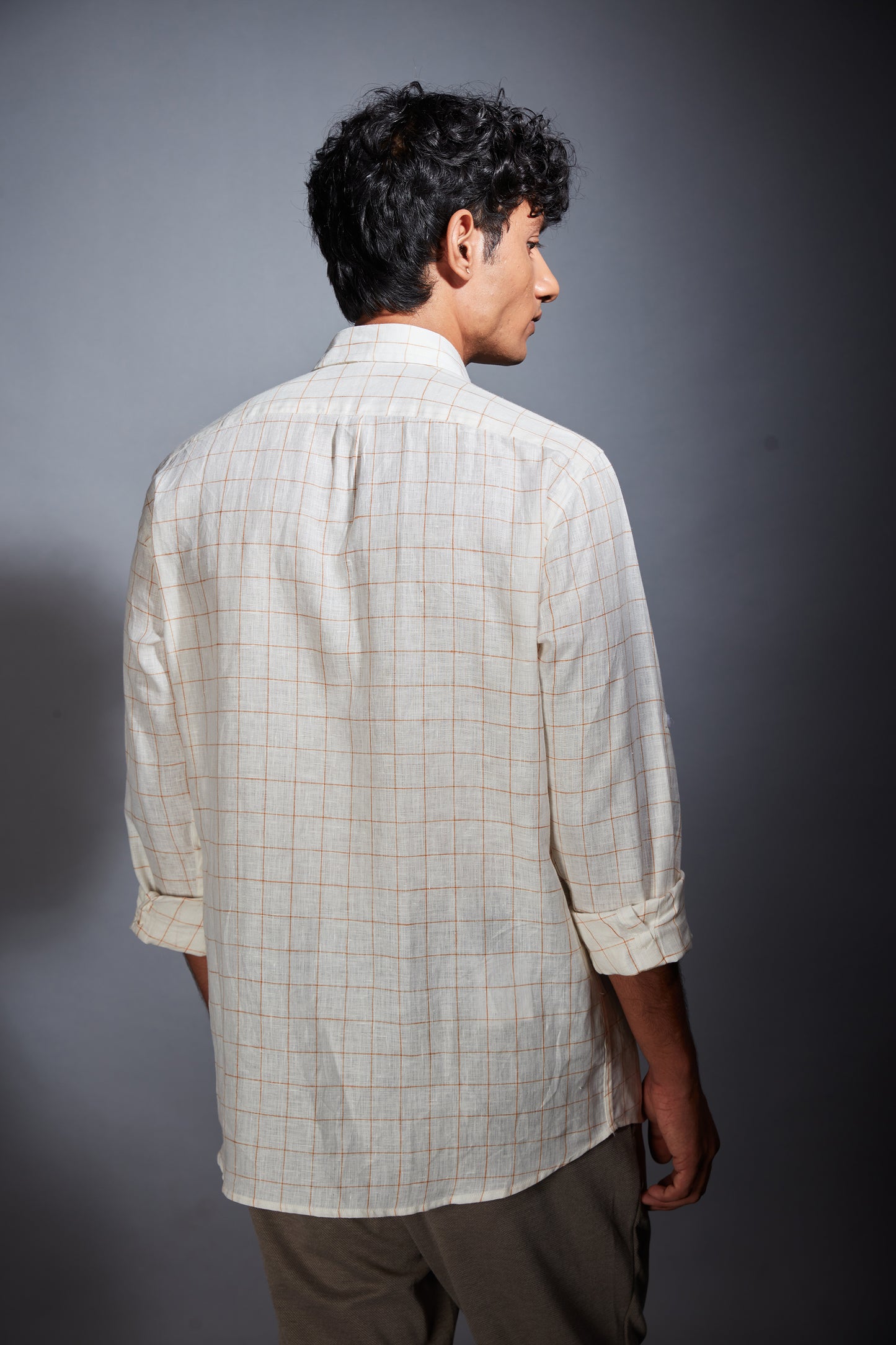 WHITE CHECKS LINEN SHIRT