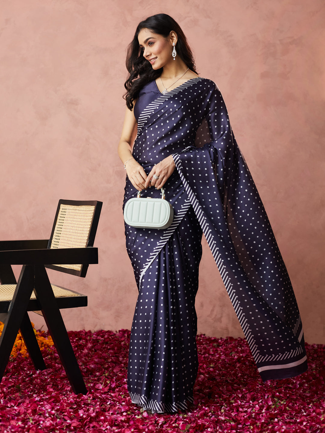 Midnight blue Polka Elegance Saree