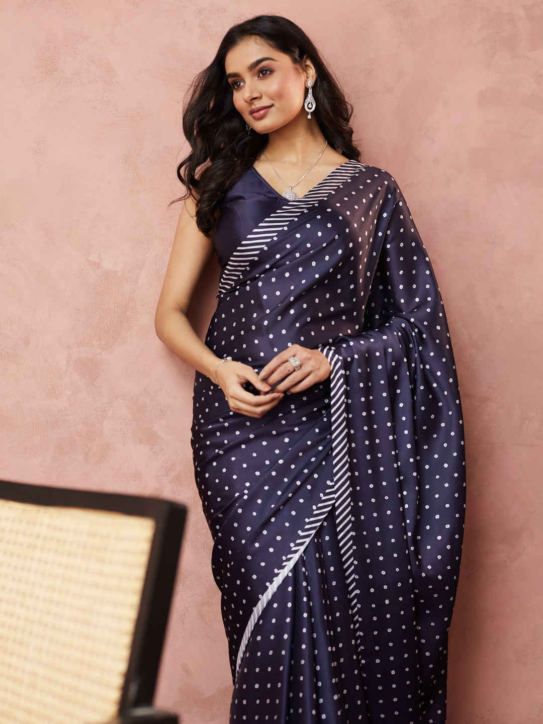 Midnight blue Polka Elegance Saree