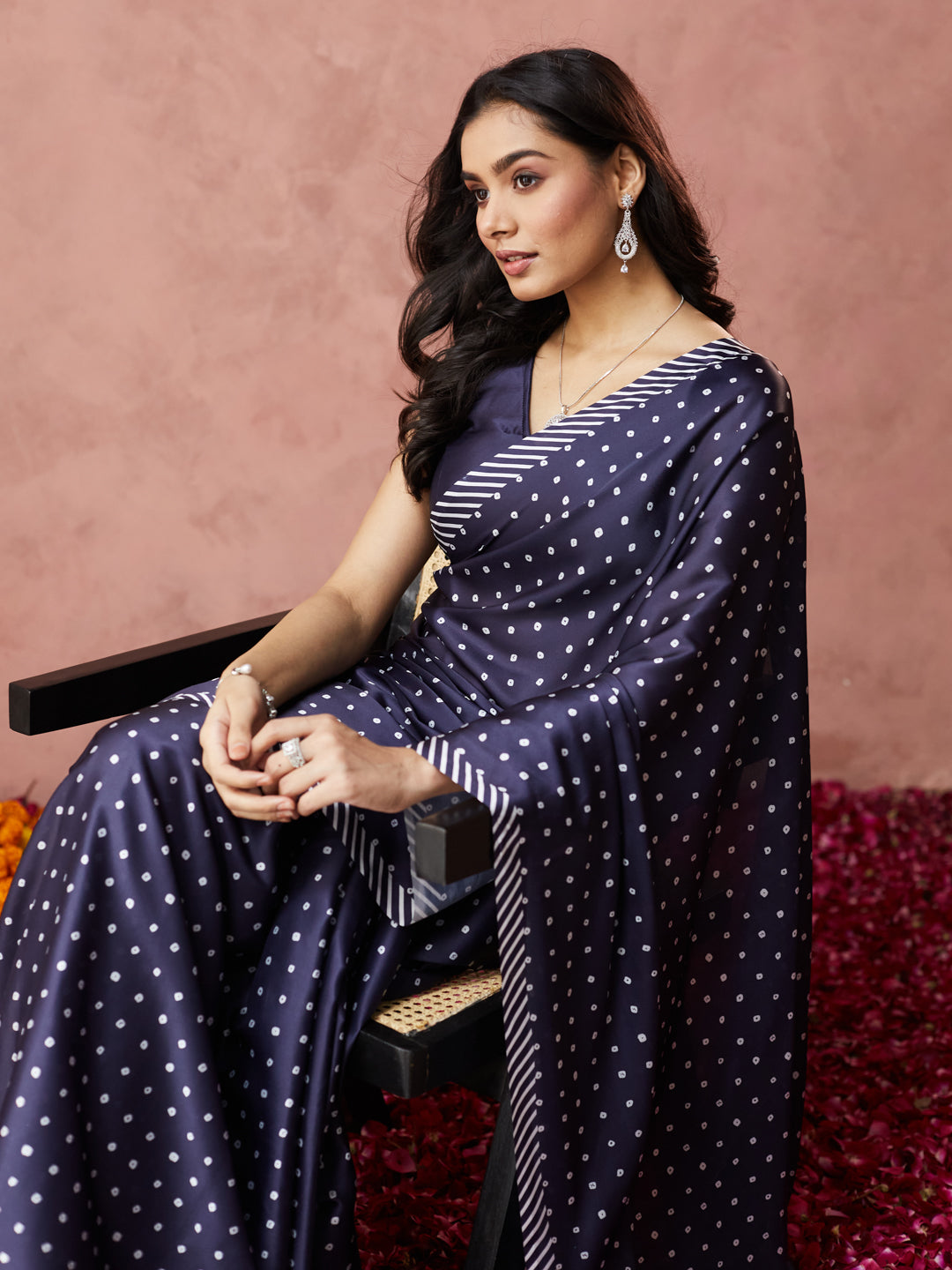 Midnight blue Polka Elegance Saree