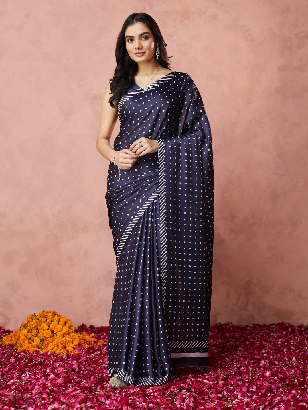 Midnight blue Polka Elegance Saree