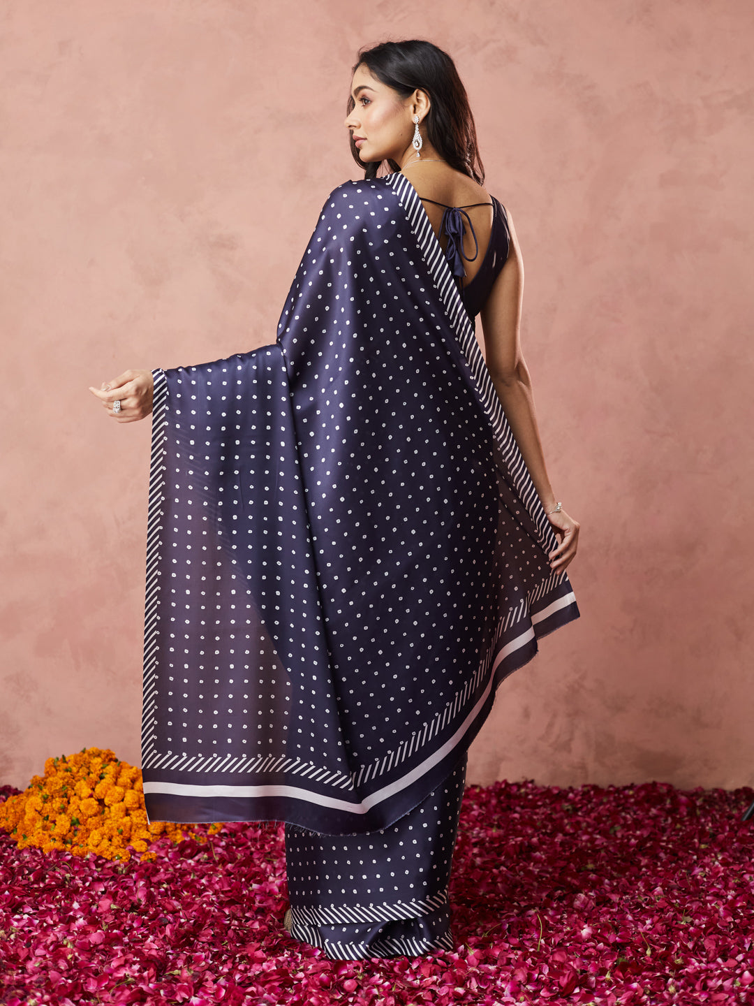 Midnight blue Polka Elegance Saree