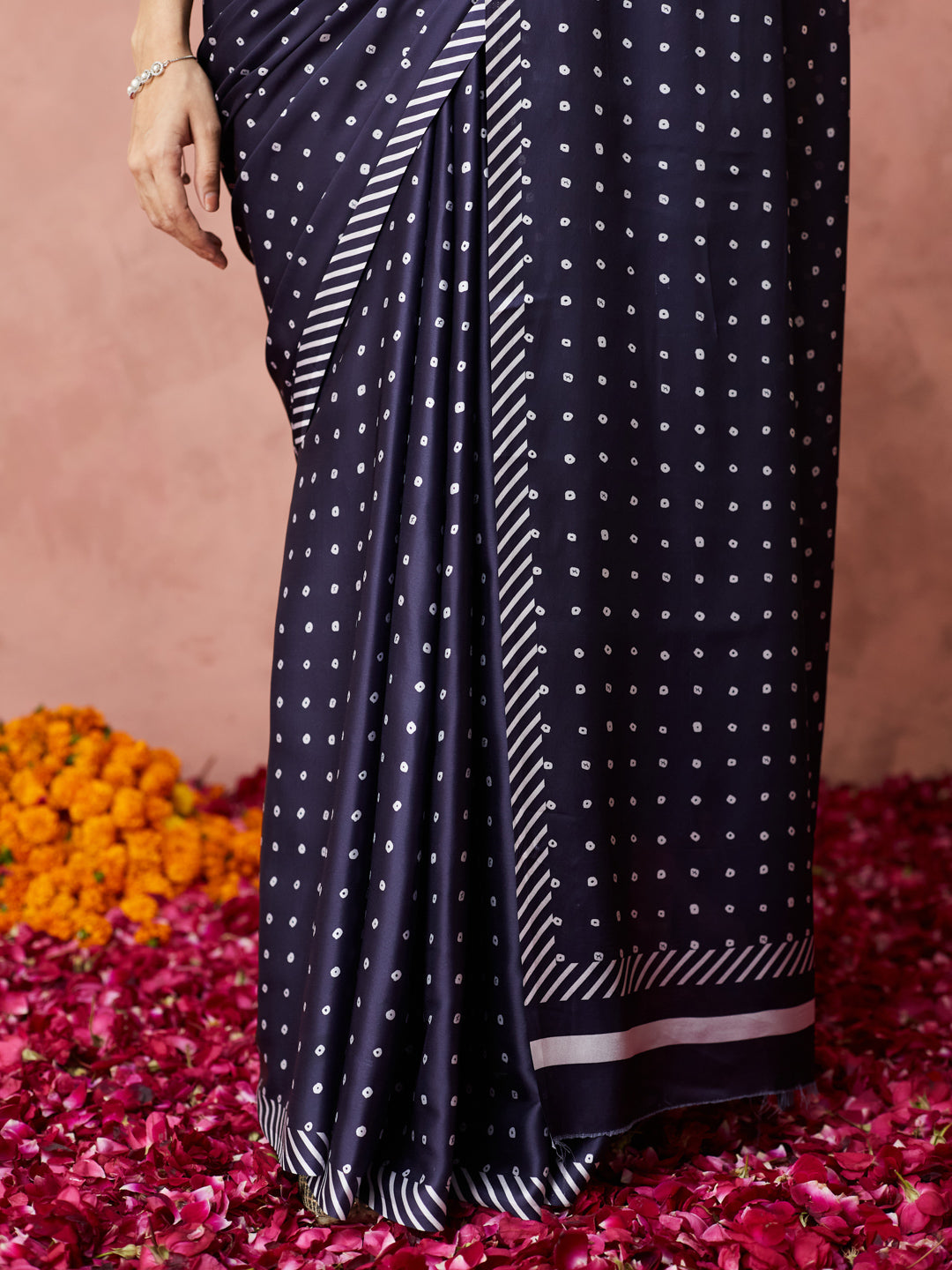 Midnight blue Polka Elegance Saree