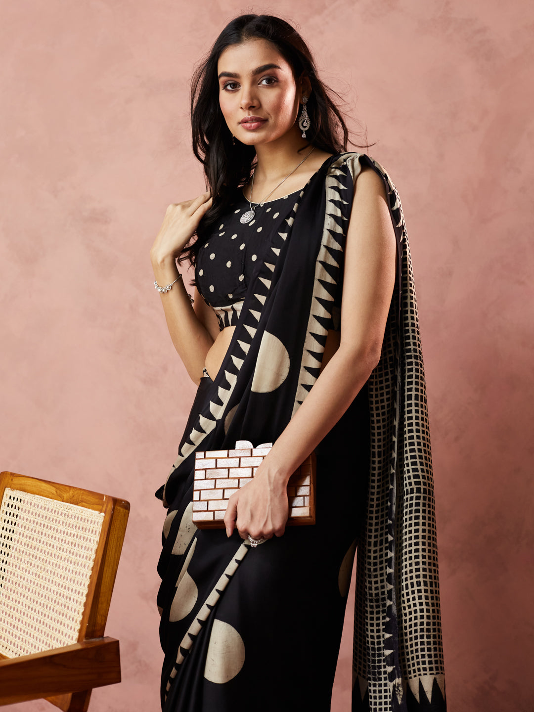 Noir Gold Polka Saree