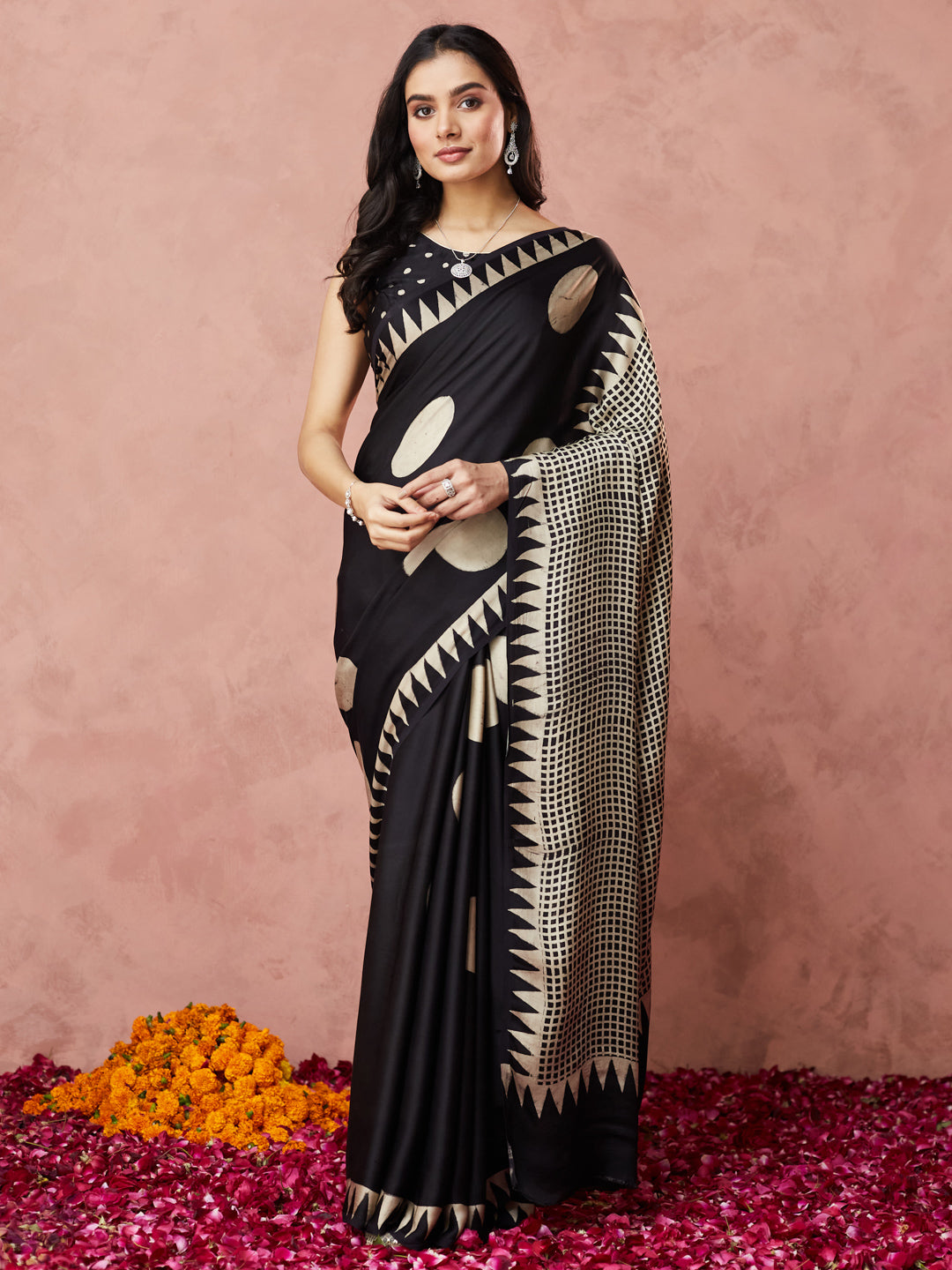 Noir Gold Polka Saree