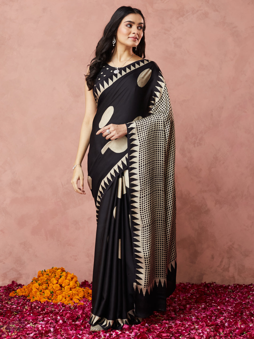 Noir Gold Polka Saree