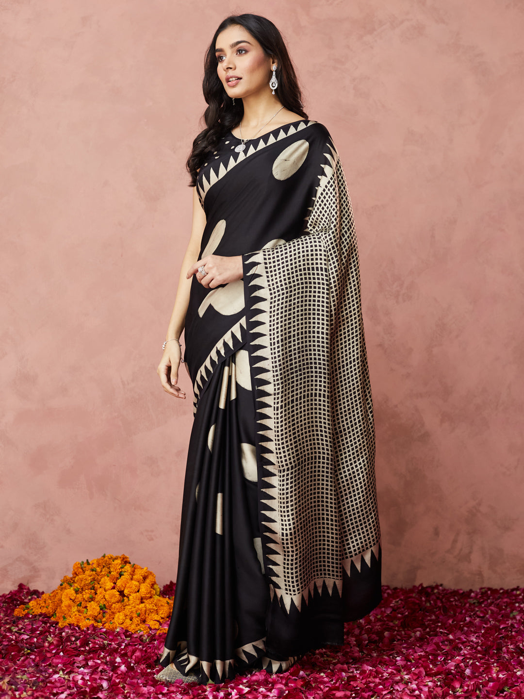 Noir Gold Polka Saree