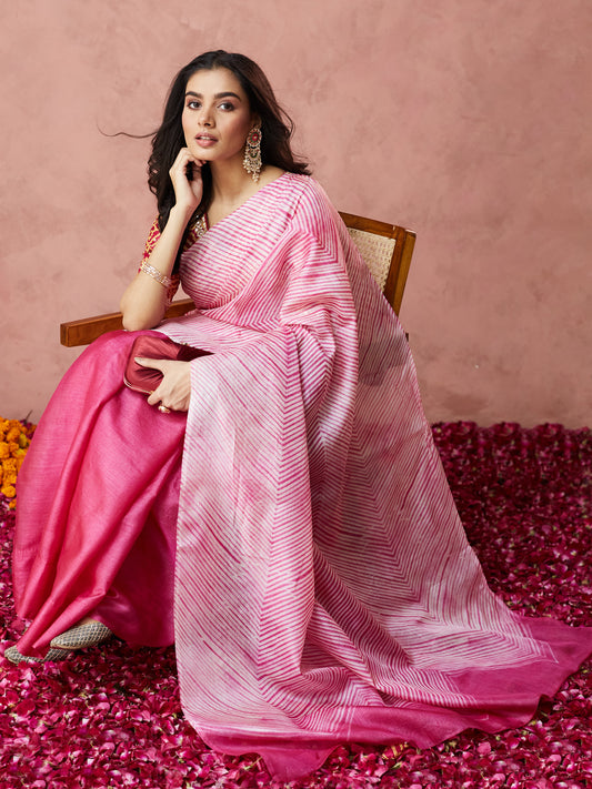 Rose Stripe Radiance Saree