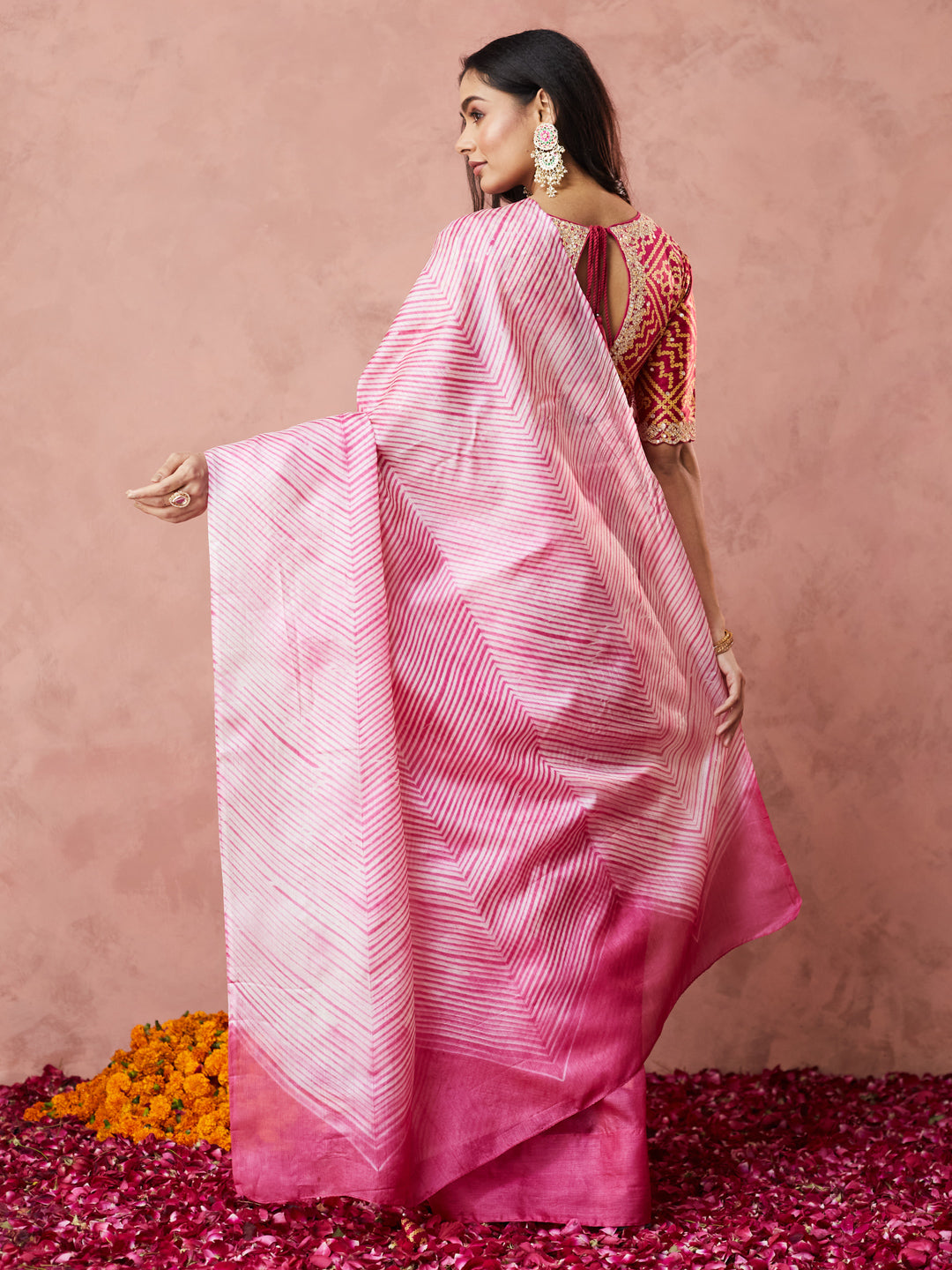 Rose Stripe Radiance Saree