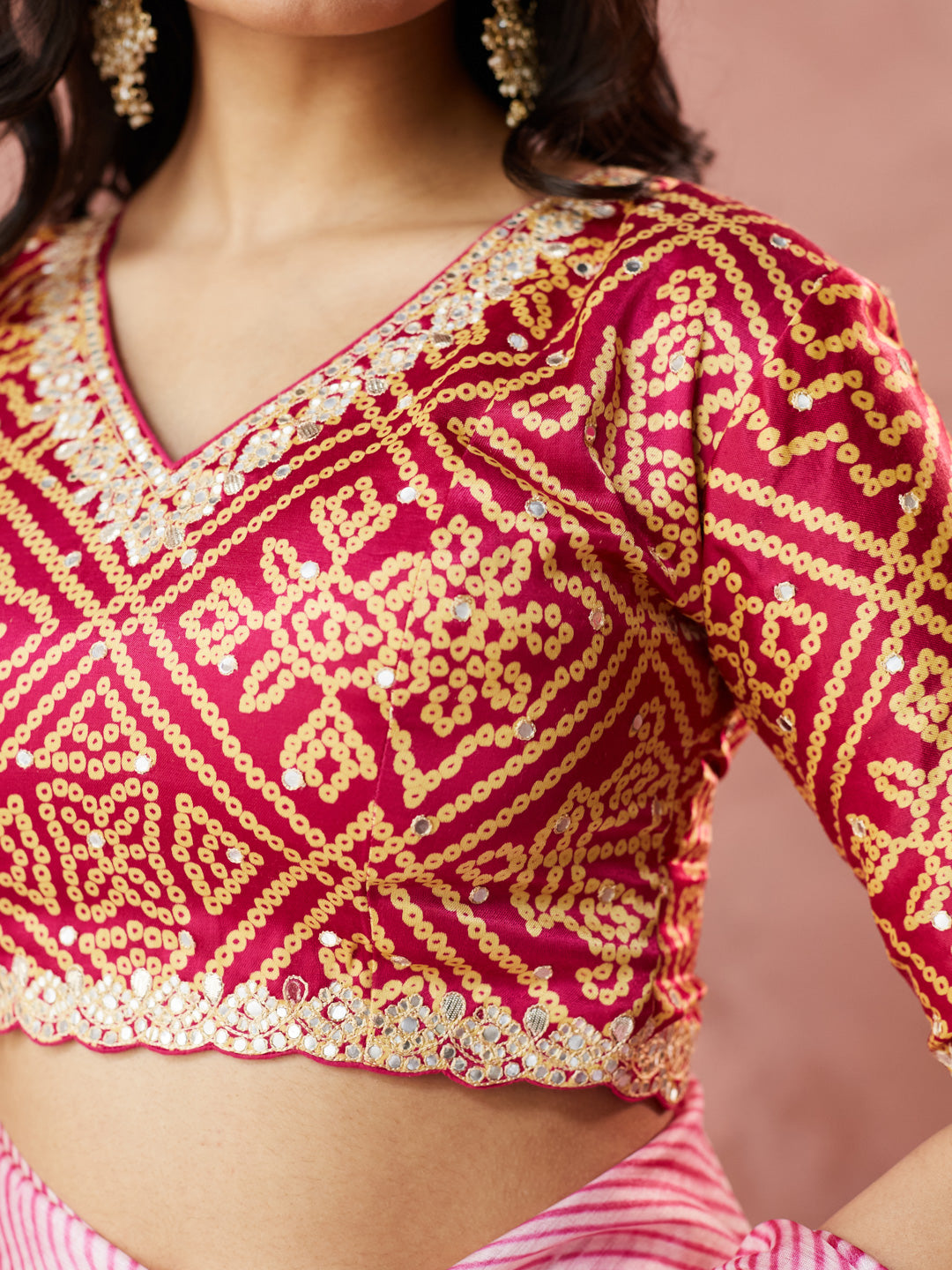 Rose Stripe Radiance Saree