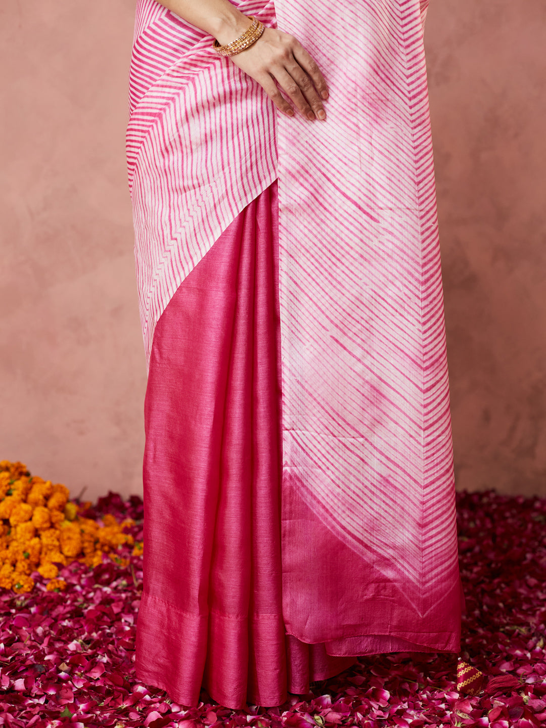 Rose Stripe Radiance Saree