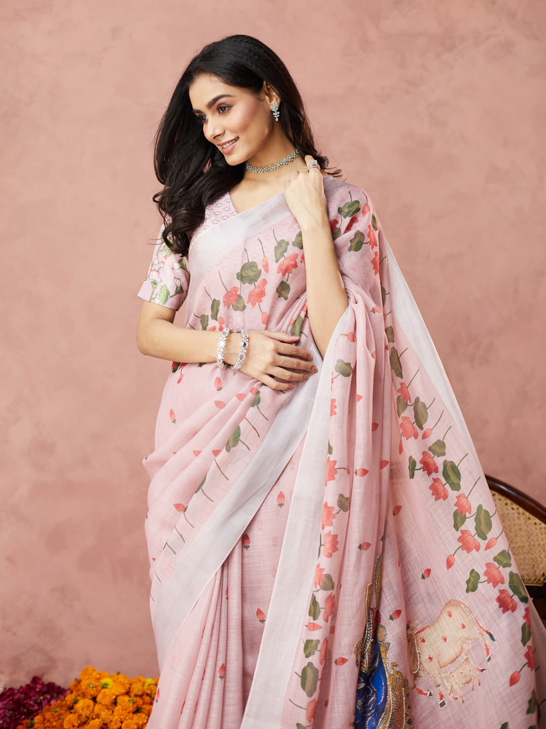 Blush Lotus Bloom Saree