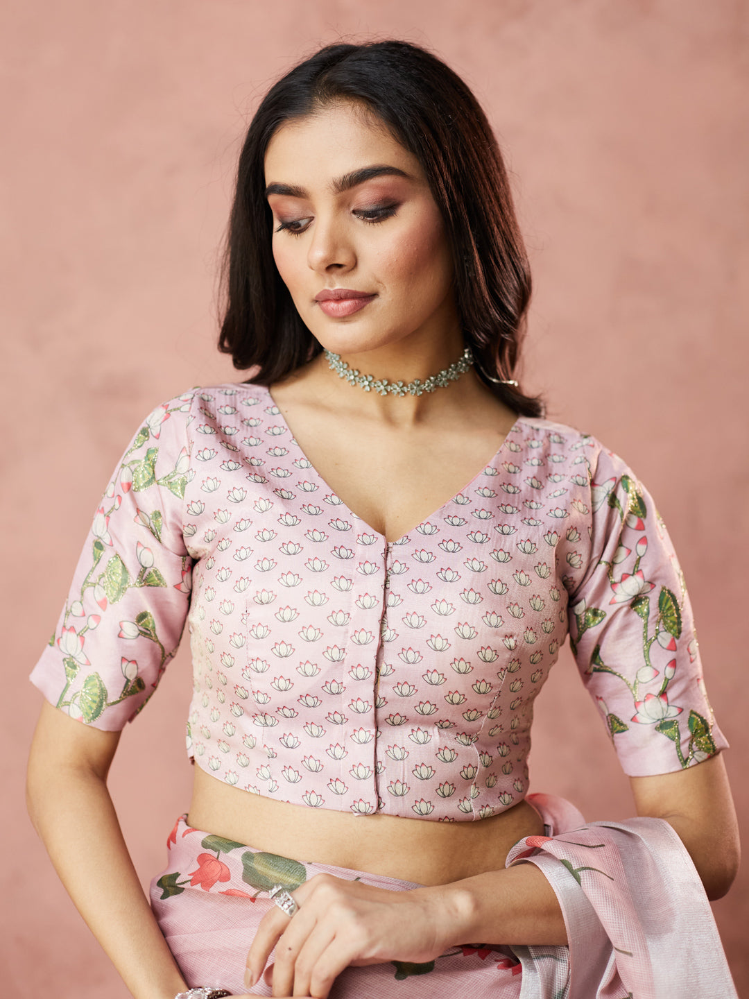 Blush Lotus Bloom Saree