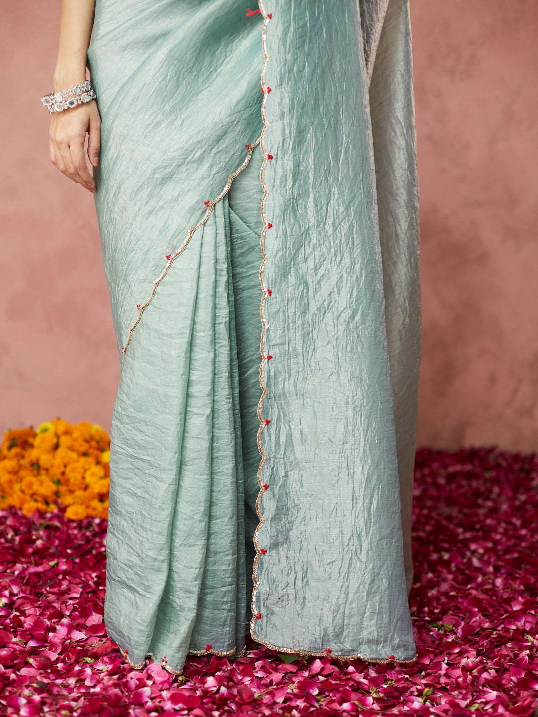 Aqua Elegance Handwoven Saree