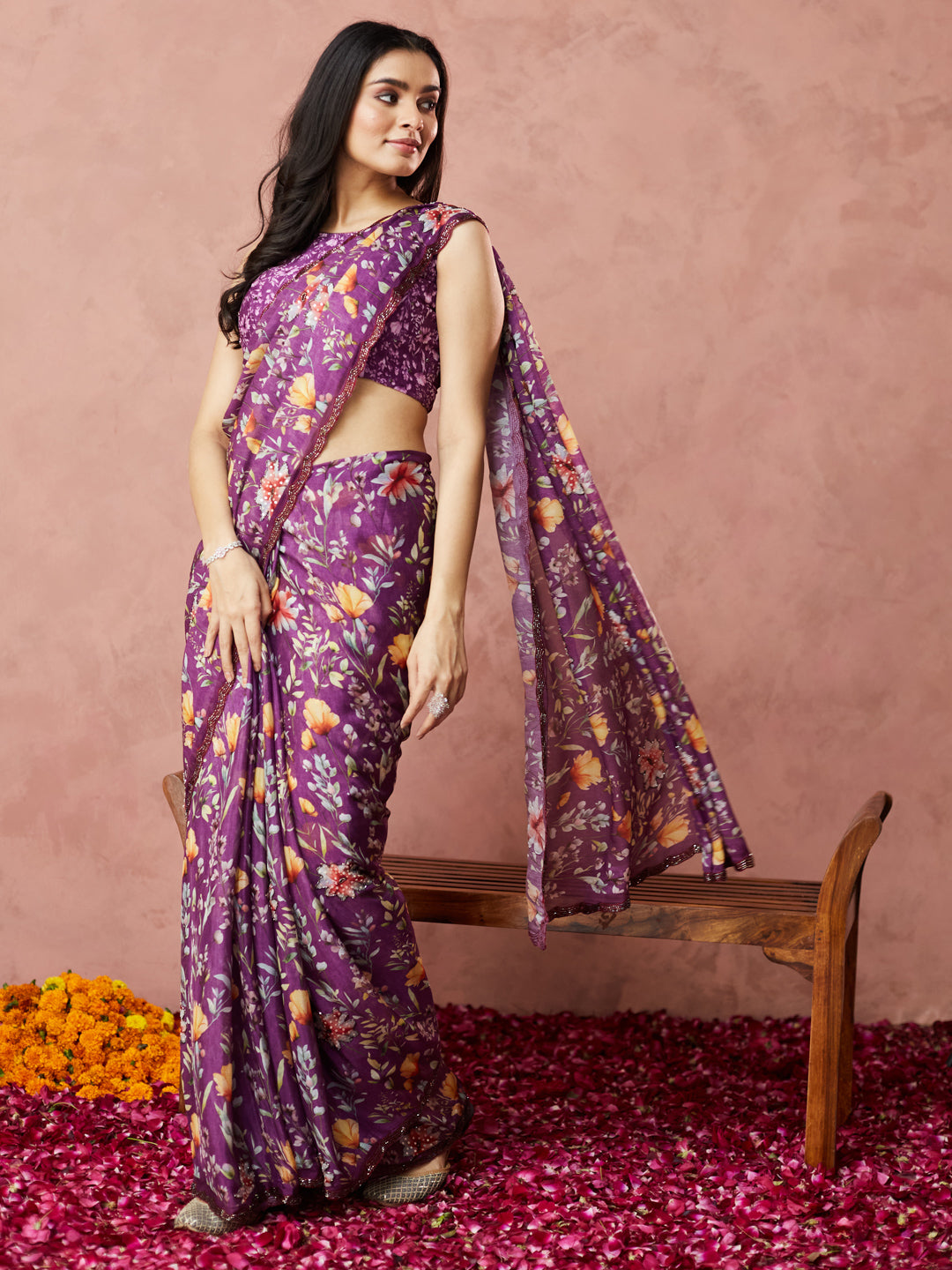 Violet Floral Bliss Saree