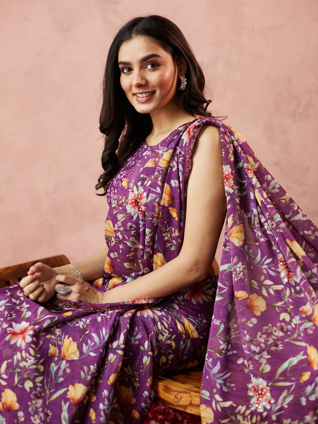 Violet Floral Bliss Saree