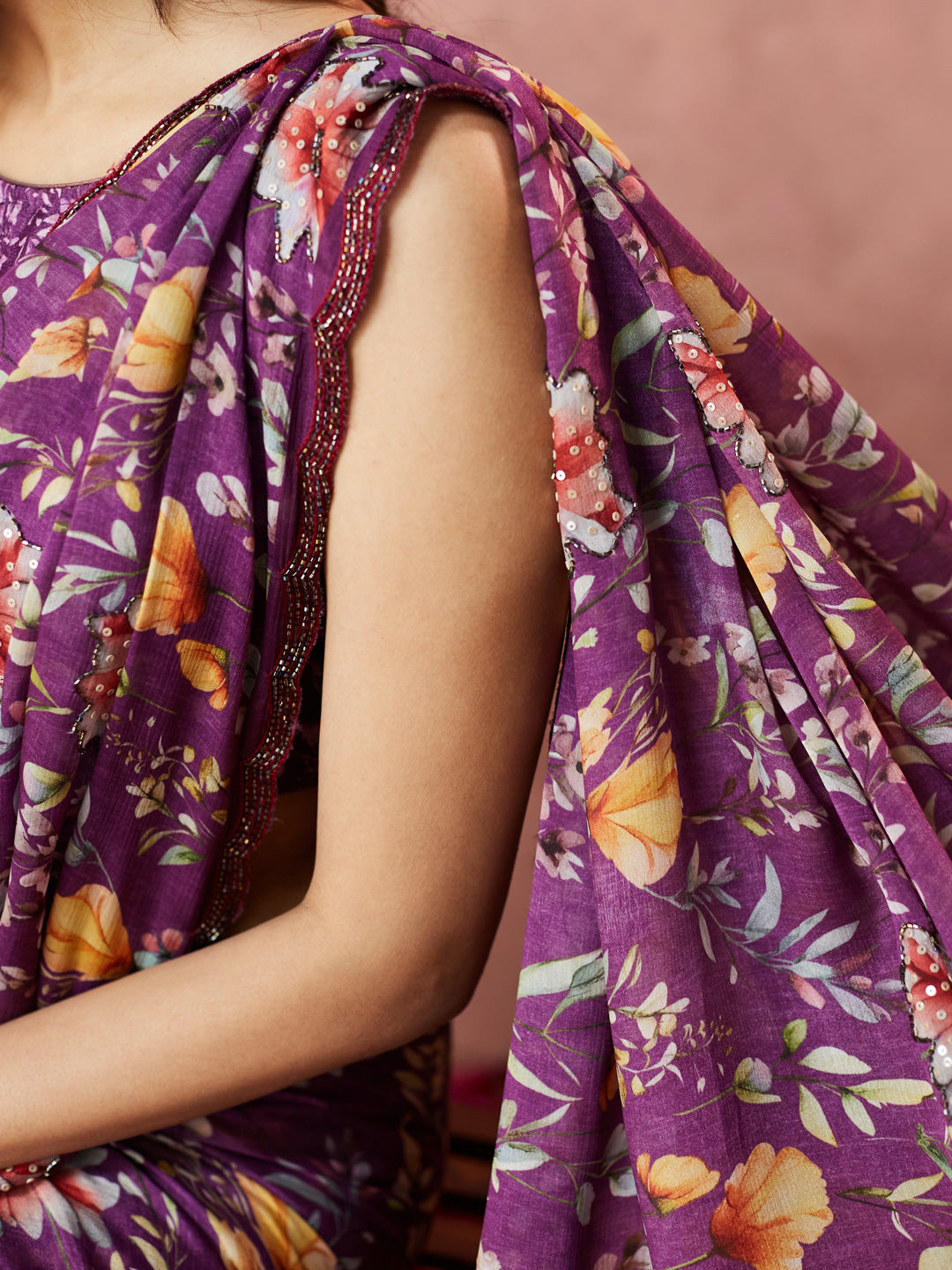 Violet Floral Bliss Saree