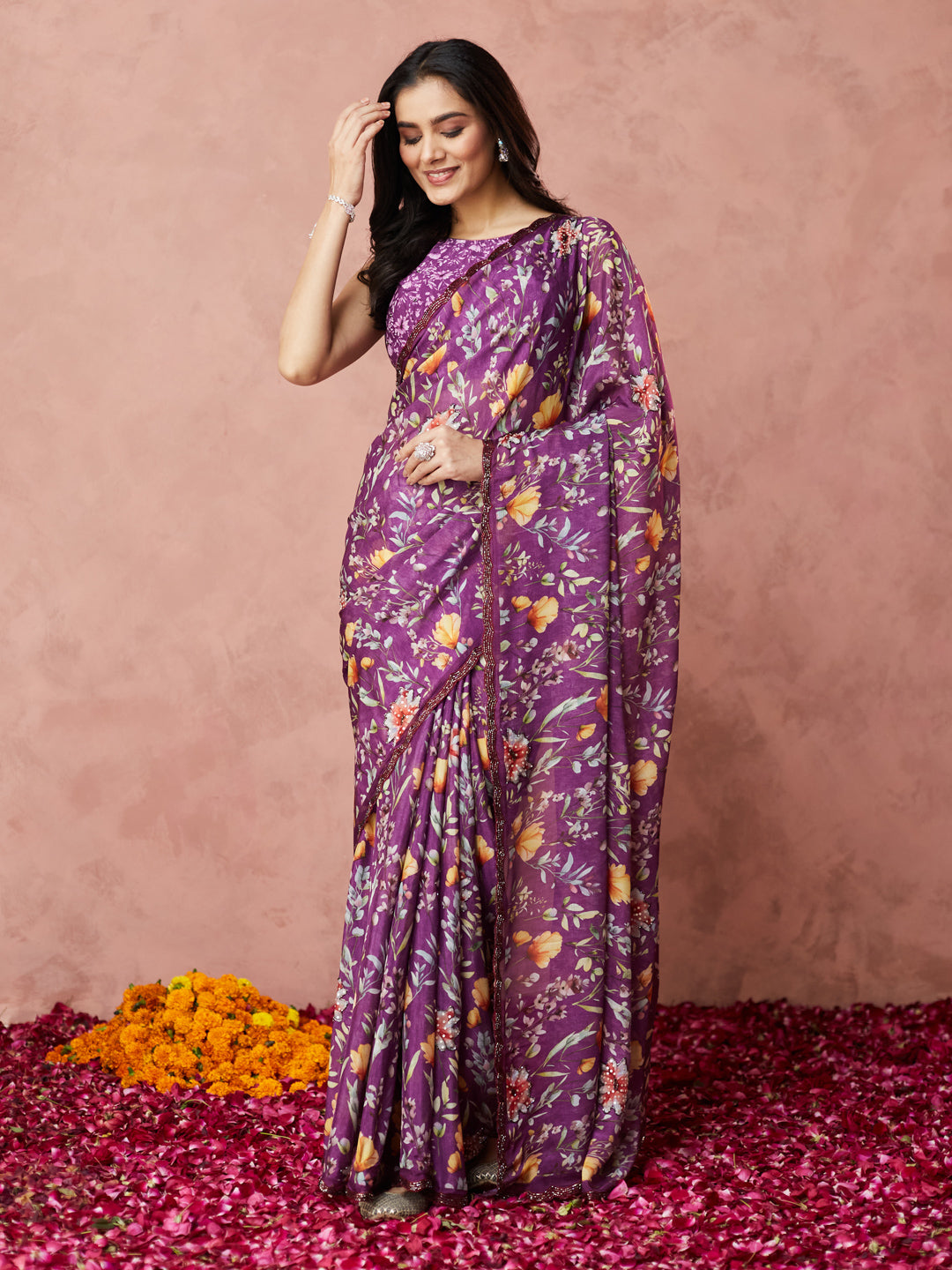 Violet Floral Bliss Saree