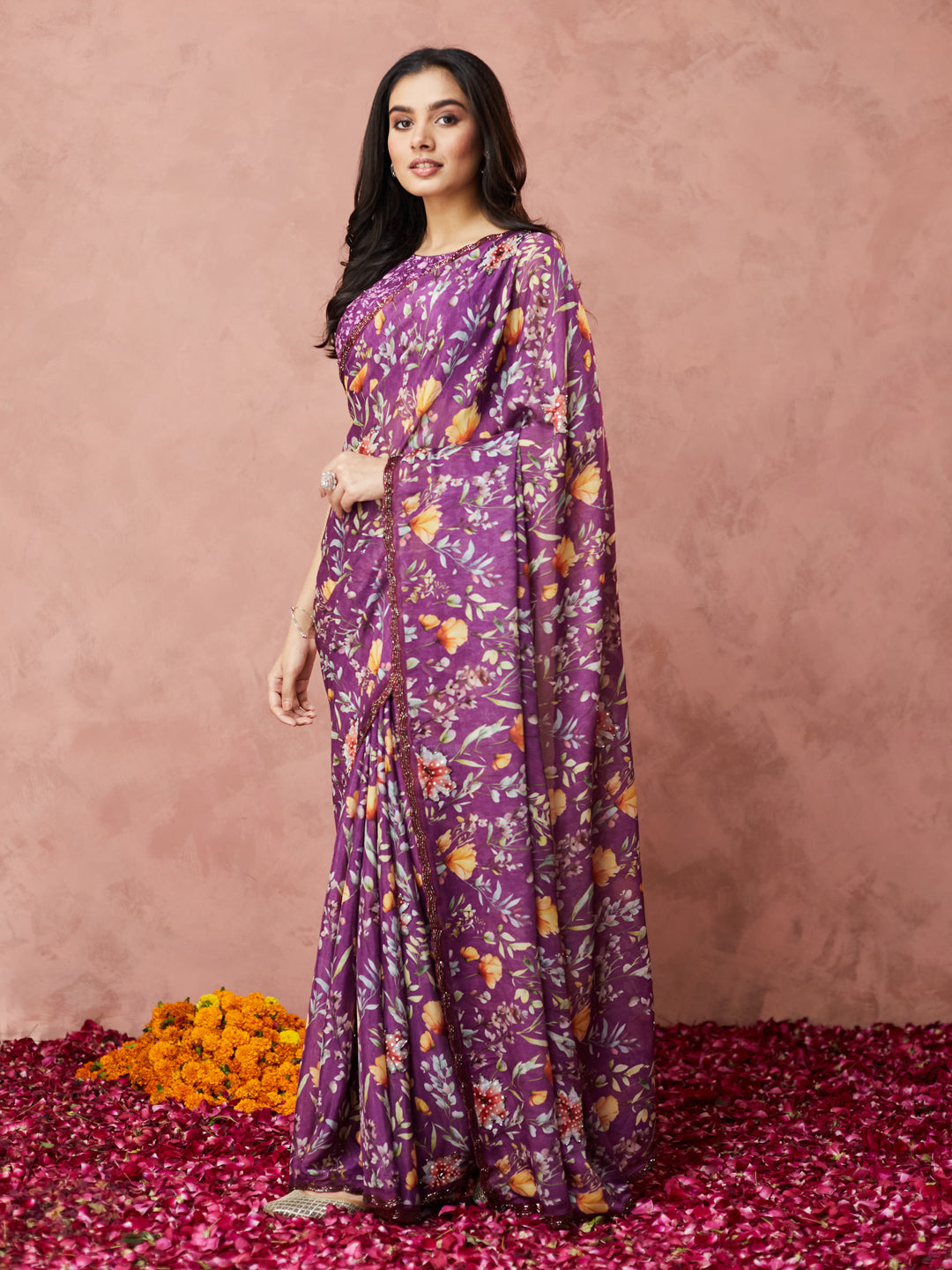 Violet Floral Bliss Saree