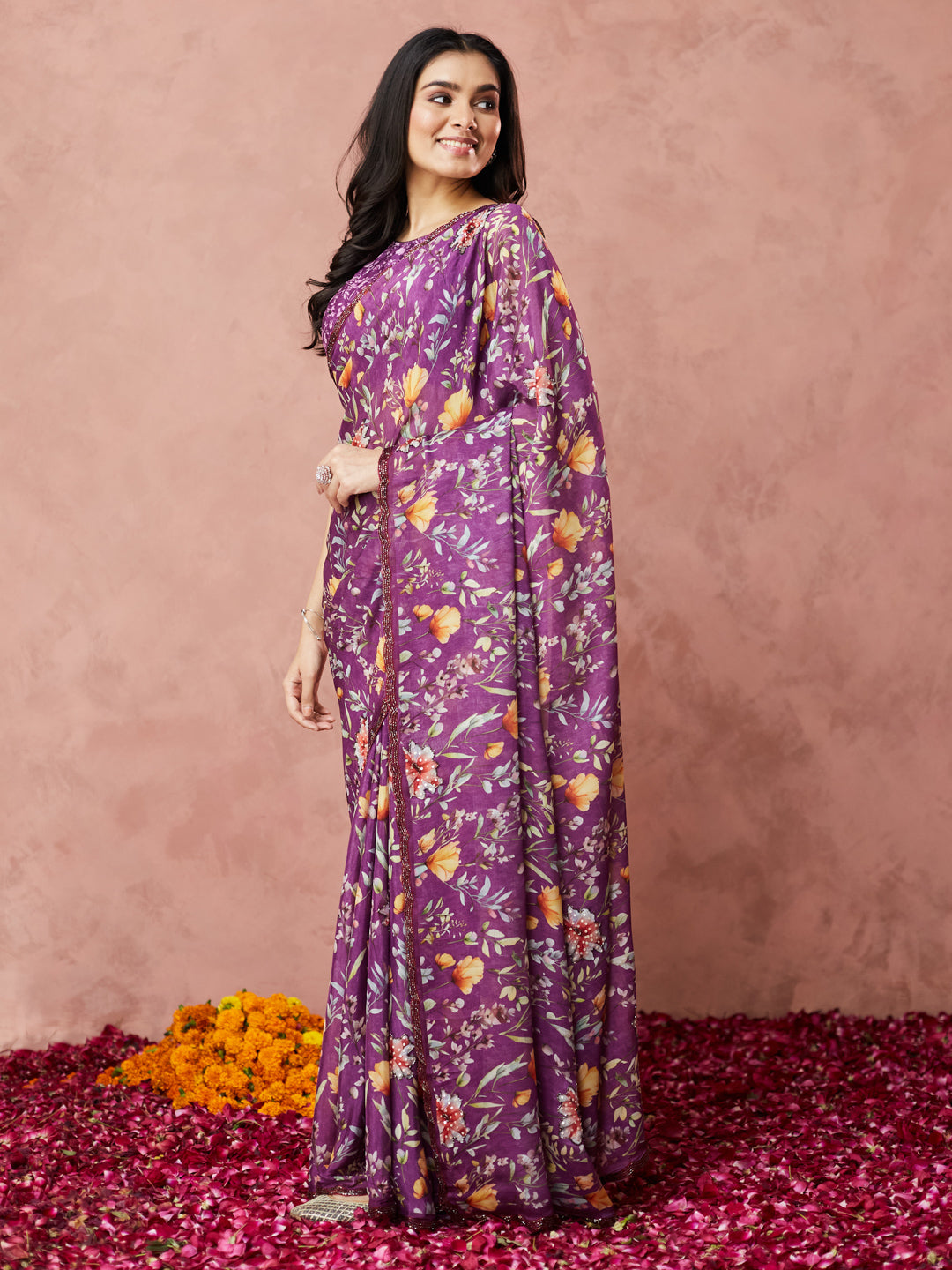 Violet Floral Bliss Saree