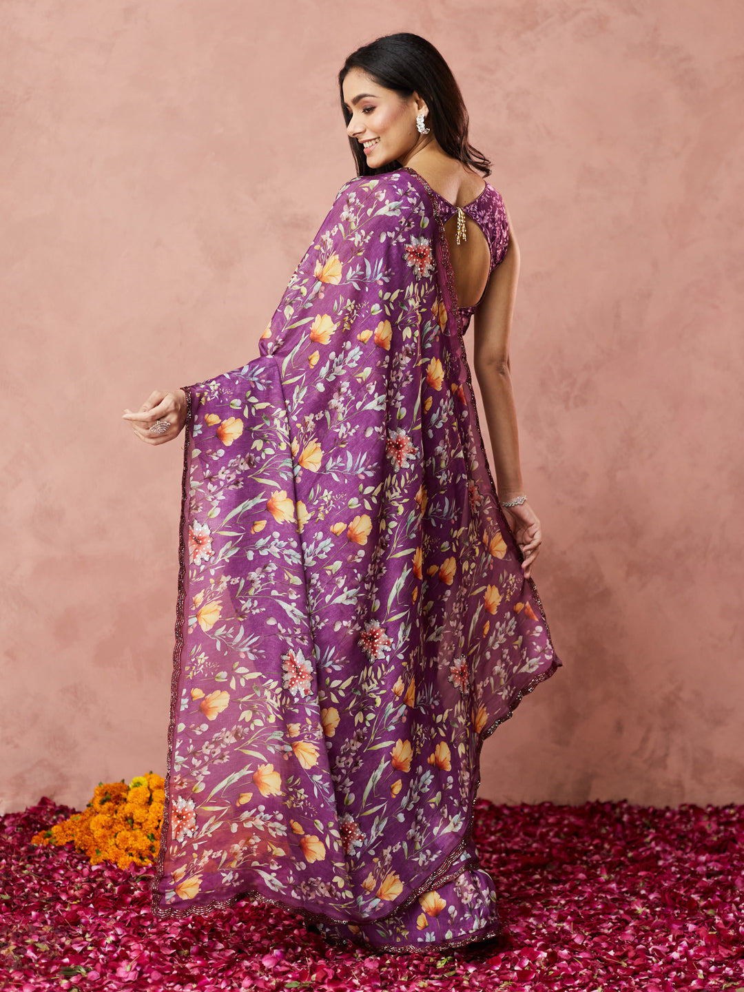 Violet Floral Bliss Saree