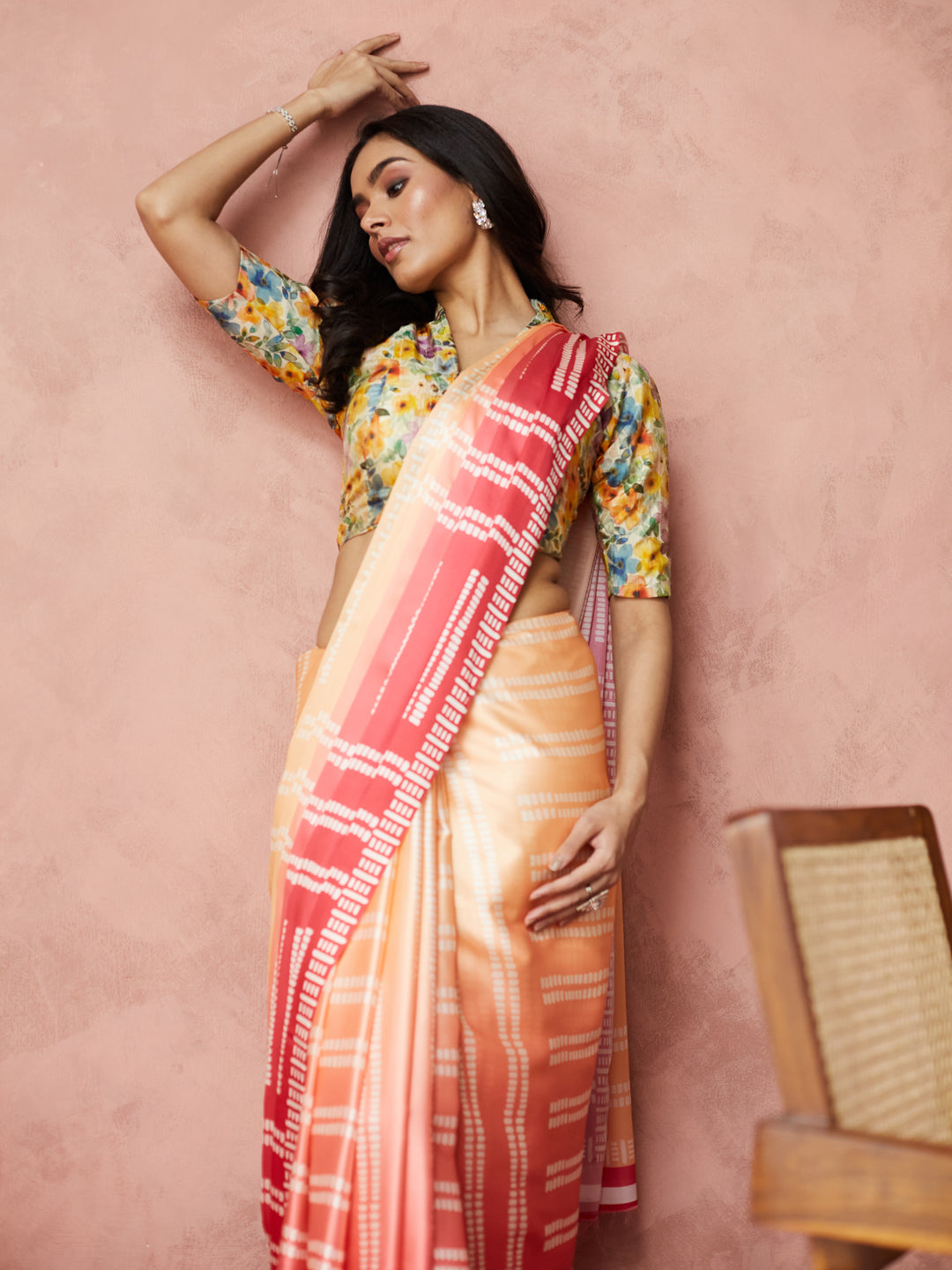 Sunset Glow Striped Saree