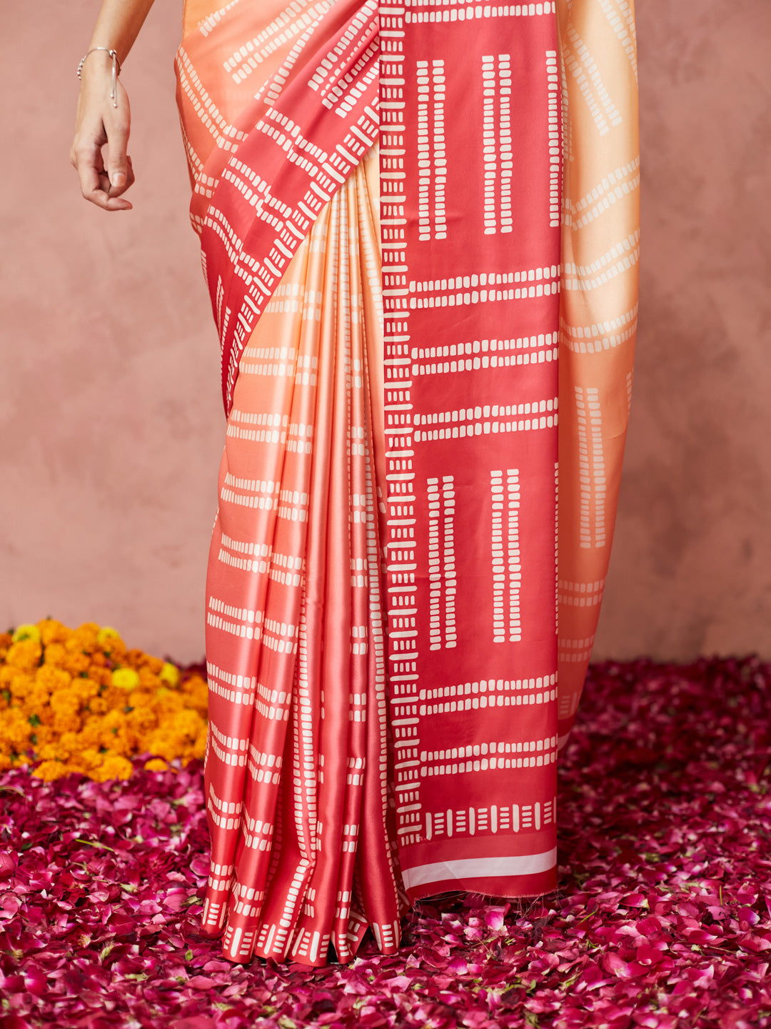 Sunset Glow Striped Saree