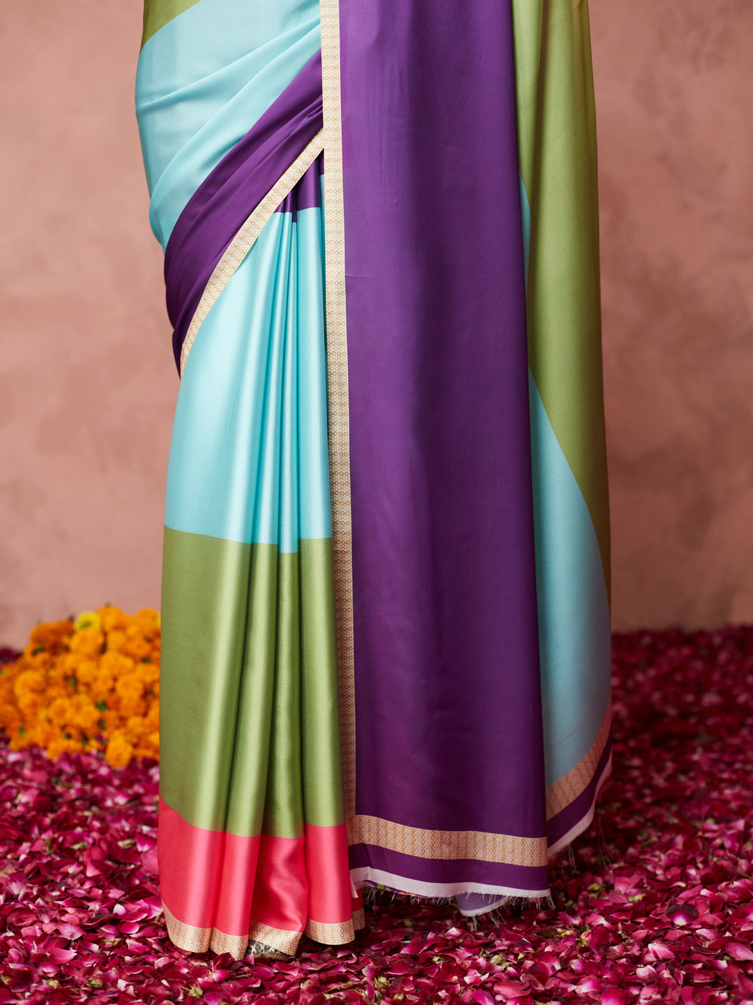 Vibrant Colorblock Silk Saree