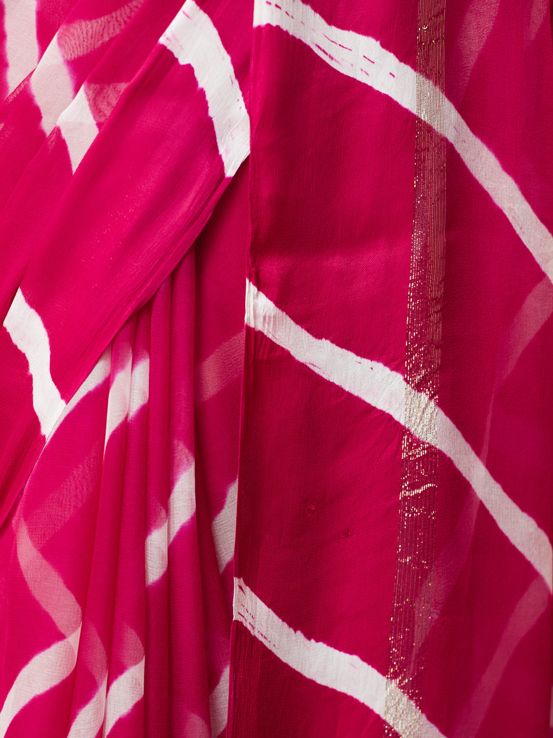 Fuchsia Striped Tie-Dye Saree