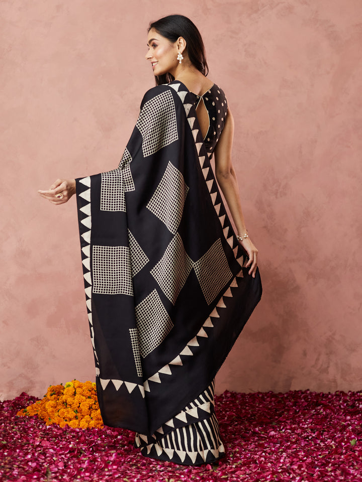 Monochrome Geometric Elegance Saree