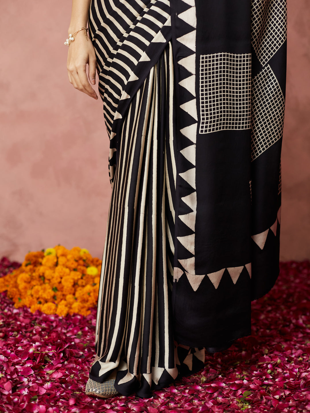 Monochrome Geometric Elegance Saree