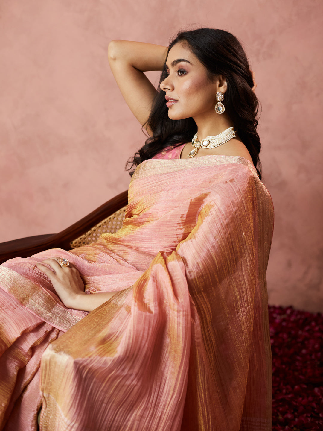 Blush Golden Silk Saree