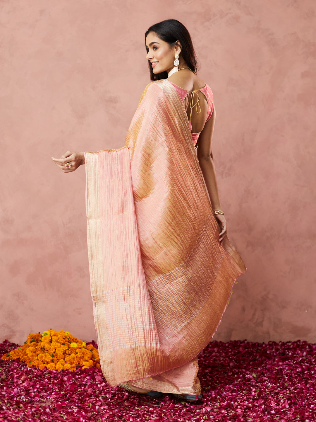 Blush Golden Silk Saree