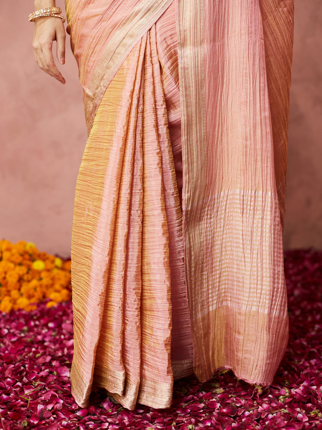 Blush Golden Silk Saree