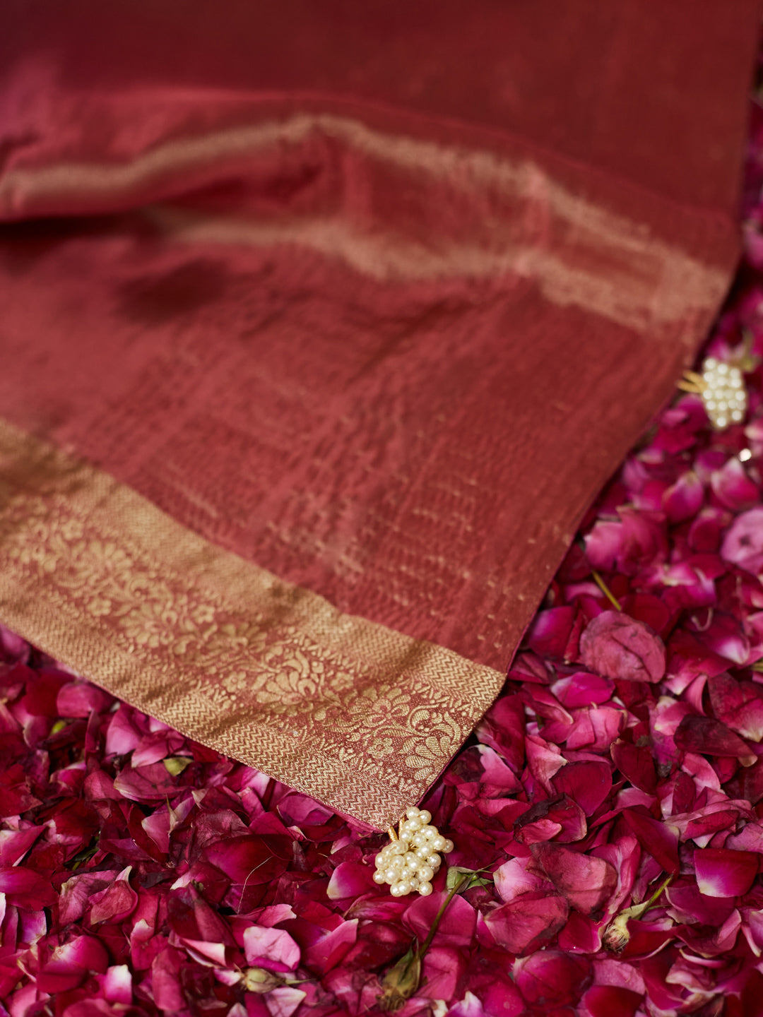 Rose Gold Kanjivaram Silk Saree