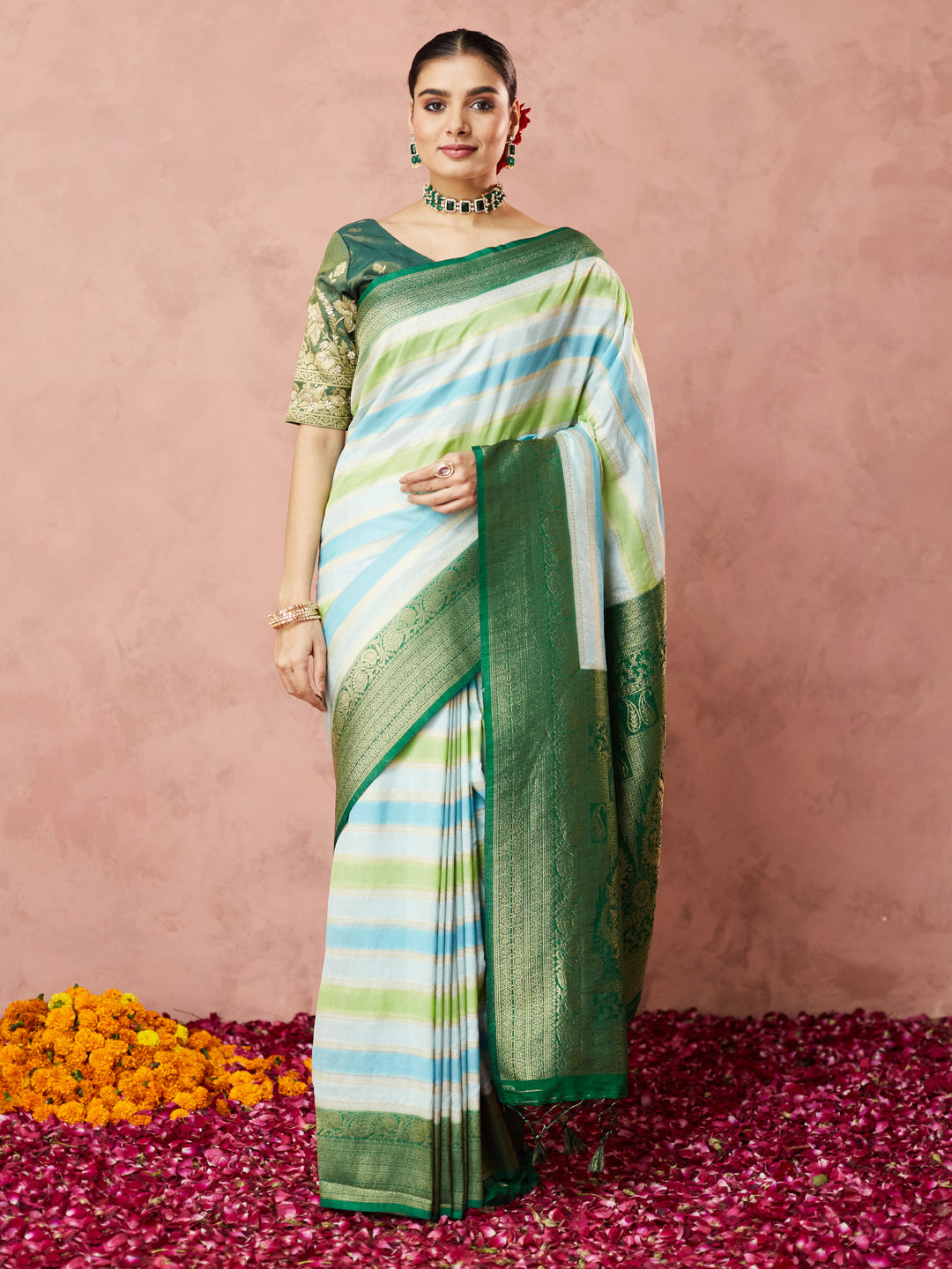 Emerald Breeze Banarasi Silk Saree