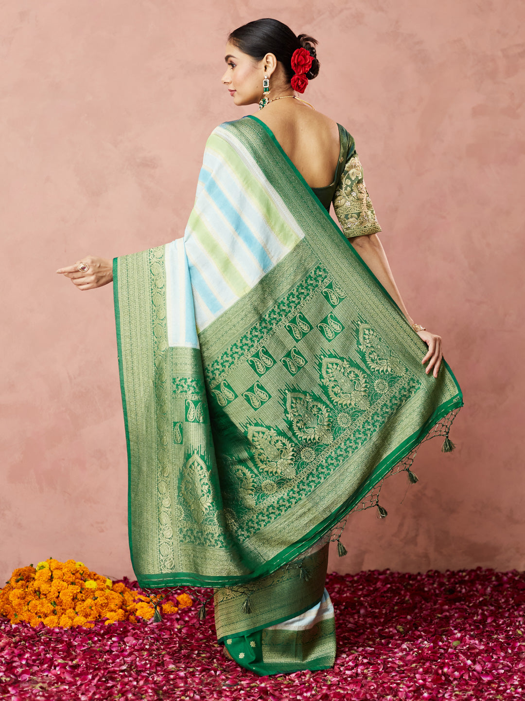 Emerald Breeze Banarasi Silk Saree