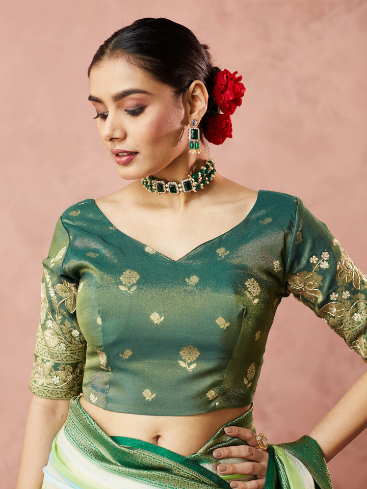 Emerald Breeze Banarasi Silk Saree
