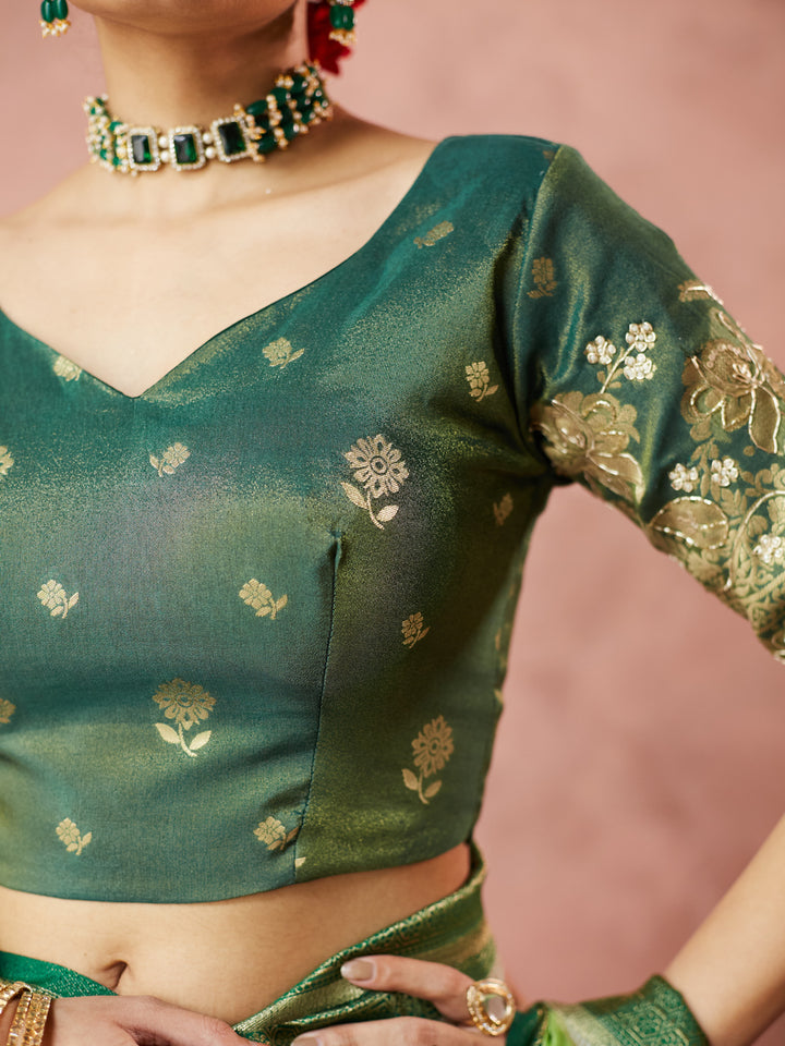 Emerald Breeze Banarasi Silk Saree
