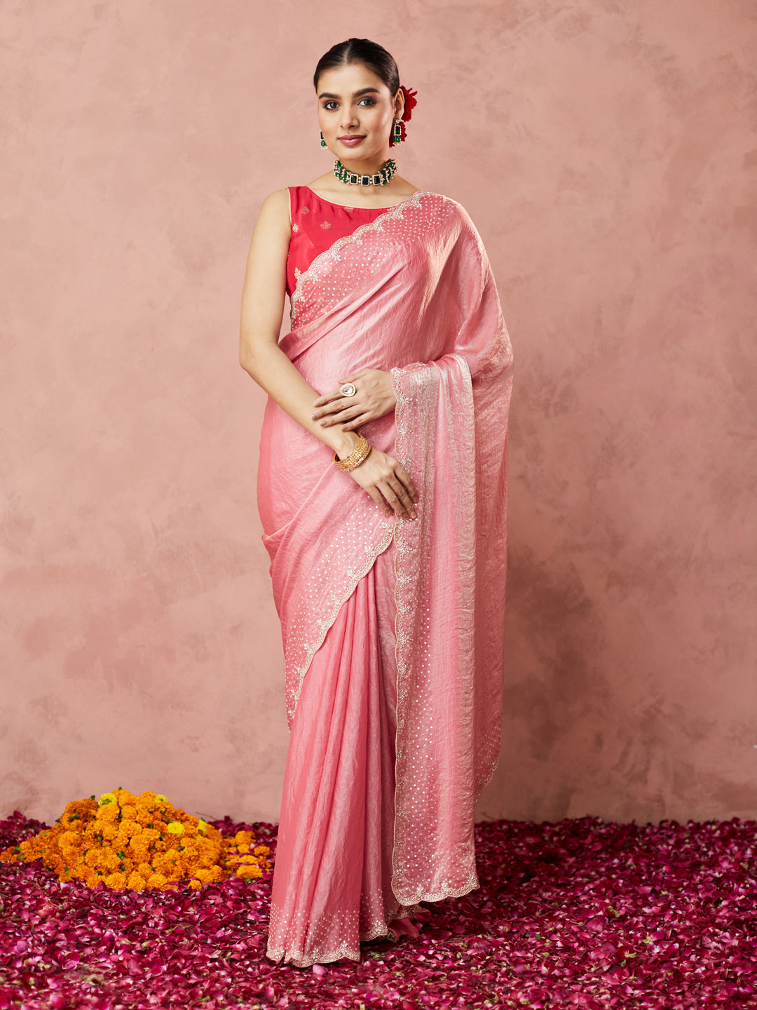 Blush Pink Shimmer Saree